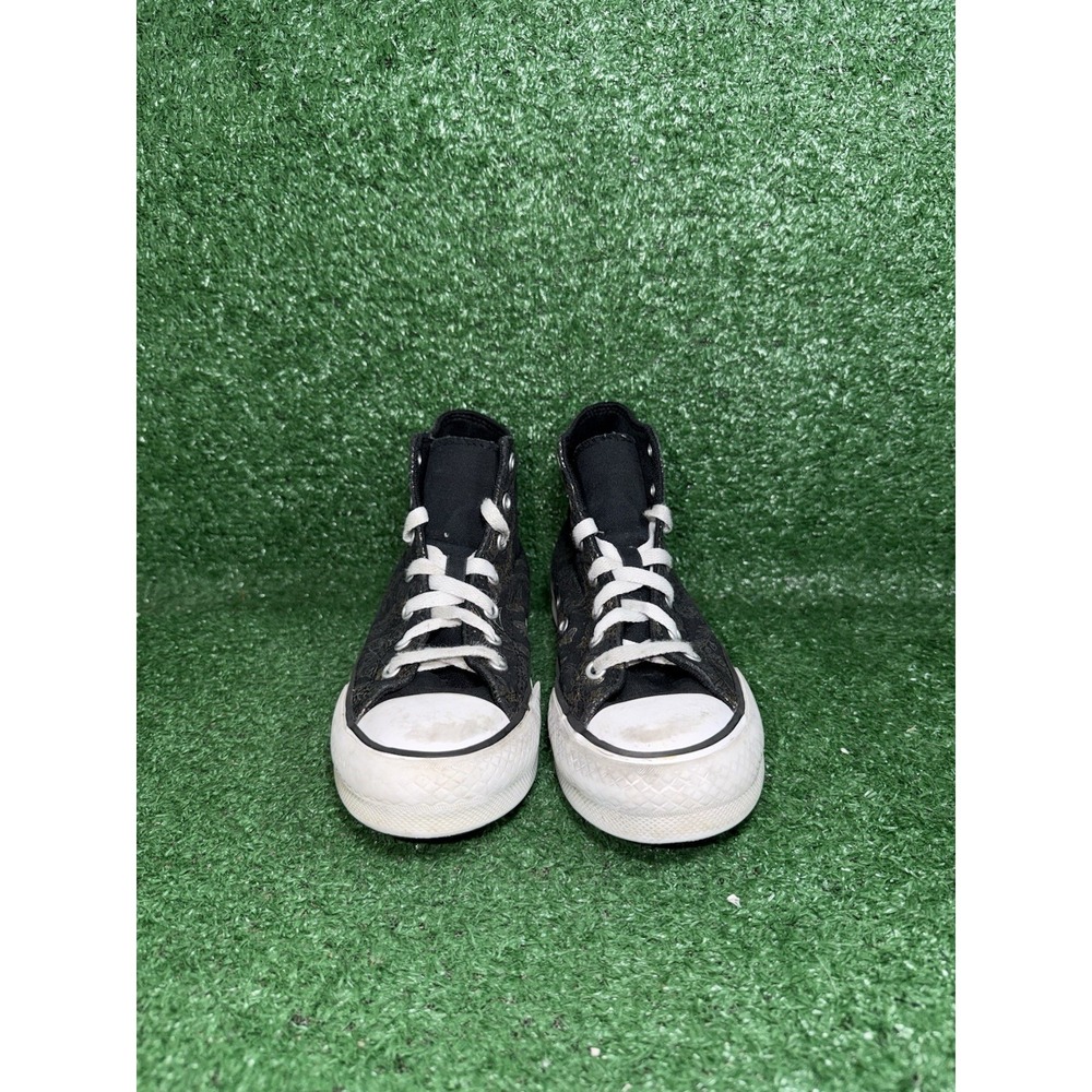 Converse Womens 5 CT All Star Lift Hi Black Floral Skate Shoes Comfort Sneakers - Picture 7 of 11